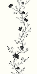Black and White Floral Vine Pattern Illustration