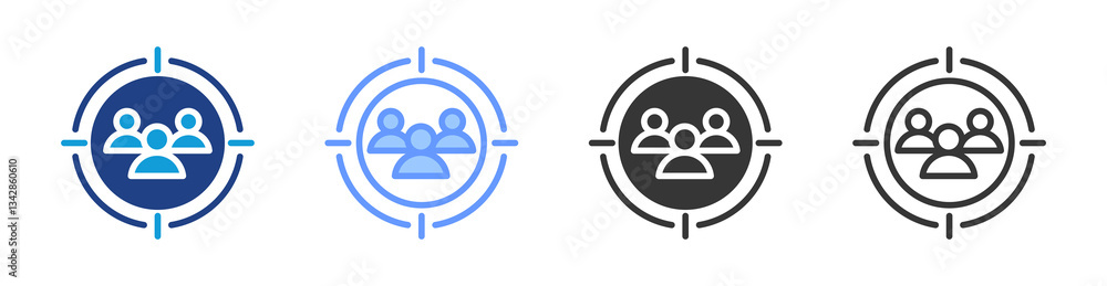 Poster focus group icon set multiple style collection