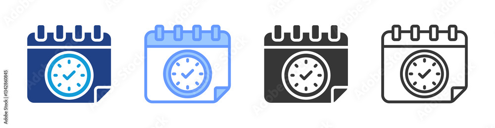 Poster Date Time icon set multiple style collection