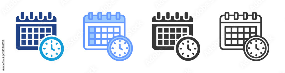 Poster Schedule icon set multiple style collection