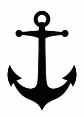 Bold Black Anchor Isolated on White Background
