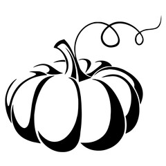 Pumpkin with Curved, Organic Lines and a Decorative Vine on Top, Symbolizing the Fall Harvest, Seasonal Change, and Autumnal Festivities like Halloween and Thanksgiving

