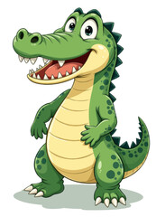 Obraz premium Cartoon Green Alligator with Spikes and Teeth