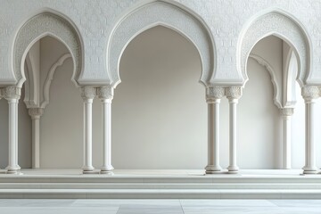 Intricate White Arched Columns Creating a Beautiful Architectural Structure