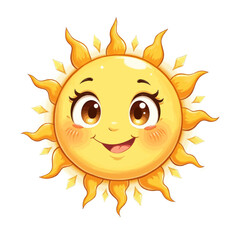 Cartoon Sun with Eyelashes and Diamond Sparkles