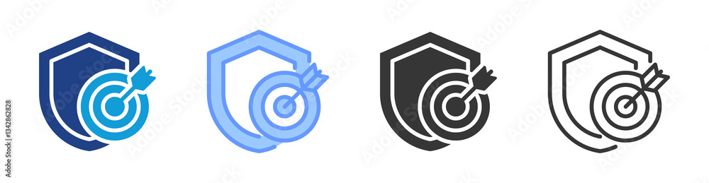 Poster Reliability Target icon set multiple style collection