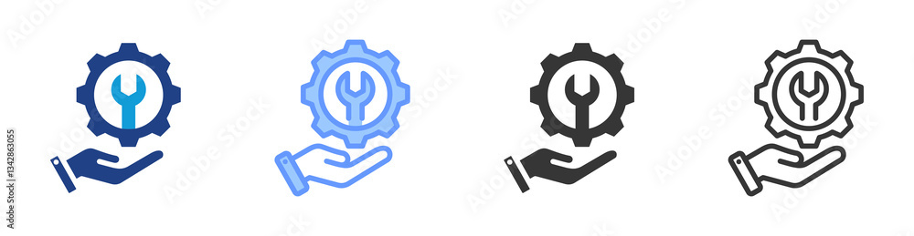 Poster preventive maintenance icon set multiple style collection
