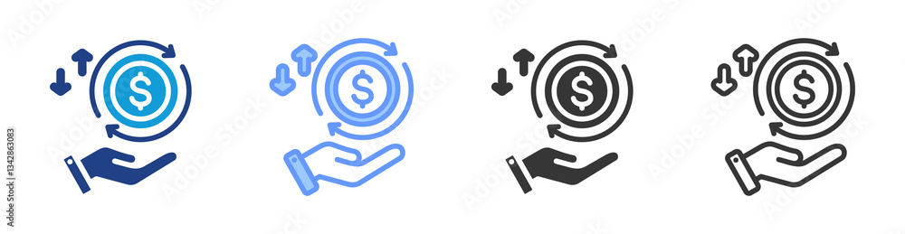 Poster life cycle cost icon set multiple style collection