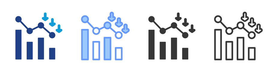 Degradation icon set multiple style collection
