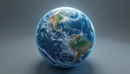 Detailed Render of Planet Earth showcasing continents, oceans and atmospheric effect