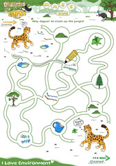 Lets clean the jungle maze game fun logic game for kids with Leopard