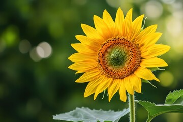 A vibrant sunflower displays its beautiful yellow petals in sunlight