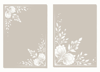 Elegant botanical corner floral design on neutral background