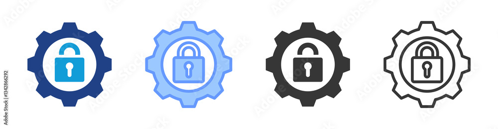 Poster Security System icon set multiple style collection
