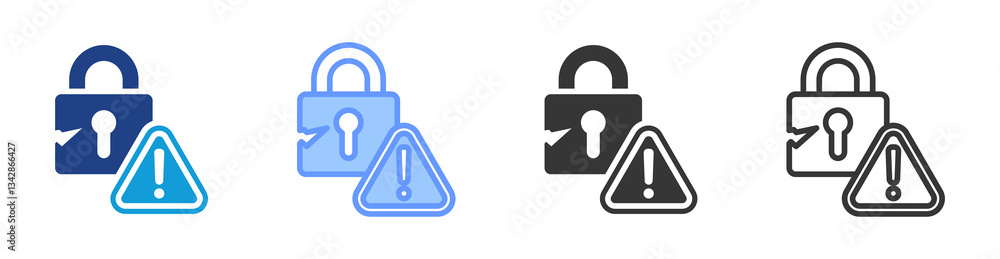 Poster Vulnerability icon set multiple style collection