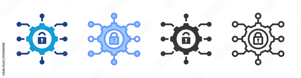 Aufkleber Cyber Security icon set multiple style collection