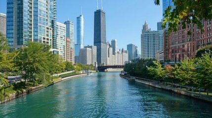 Modern skyscraper in the downtown area of Chicago.