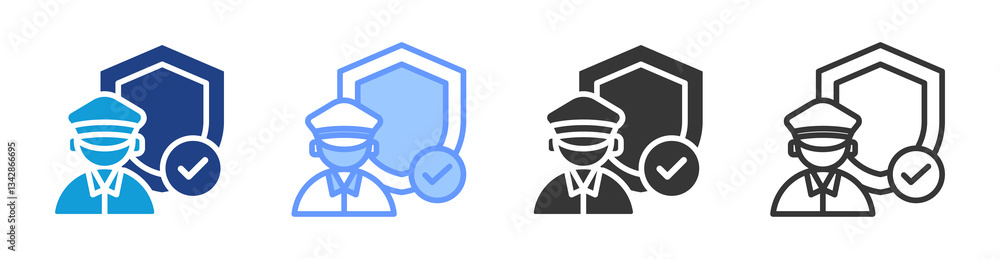 Poster Security Guard icon set multiple style collection