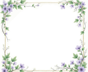 Fototapeta premium Floral Frame: Lavender Blossoms and Golden Border