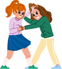 Fototapeta premium aggression kid girl fight vector
