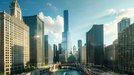 Fototapeta premium Modern skyscraper in the downtown area of Chicago.