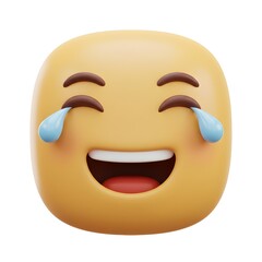 Fototapeta premium 3D Render of a Joyful Crying Emoji Tears of Laughter Digital Art Illustration