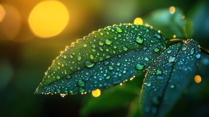 Dew-Kissed Leaf: A Symphony of Green and Light