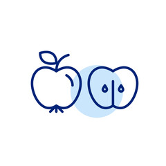 Apple cut in half. Groceries shopping, farmer market fresh green products. Pixel perfect, editable stroke vector icon