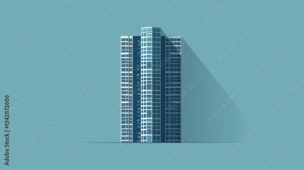 Poster simple vector of a tall skyscraper building icon.