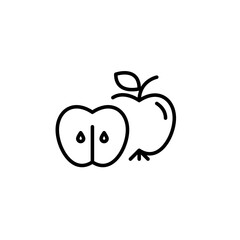 Apples. Groceries shopping, farmer market fresh green products. Buying fruits. Pixel perfect, editable stroke vector icon
