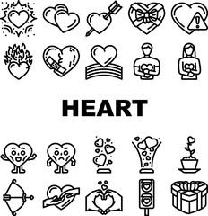 heart love romance icons set vector