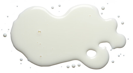 Obraz premium Spilled milk puddle, droplets isolated on white background and texture, top view