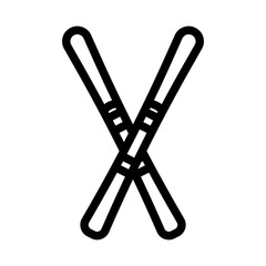 Obraz premium pair skis crossed mountain winter line icon vector illustration