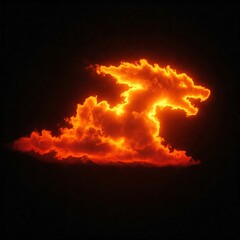 fiery orange dragon cloud formation in dark sky