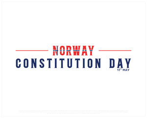 NORWAY Constitution Day on a white background, Vector design of Constitution day of NORWAY, Typographic Design of NORWAY National Day, Flag typography of NORWAY, Independence day design of Norway