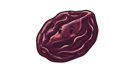 Adorable Raisin Cartoon Character with a Cute Face and Sweet Look