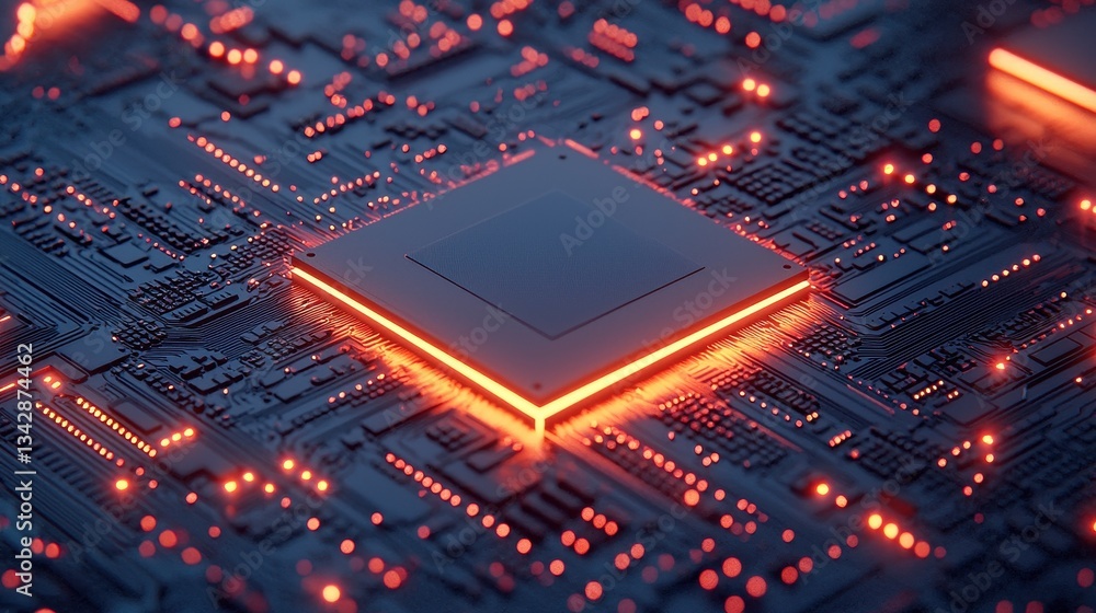 Poster abstract technology background featuring glowing circuit board design