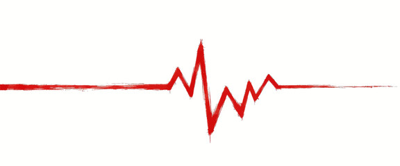 Red Brush Stroke Heartbeat on White