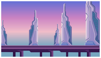 Futuristic Cityscape Vector Illustration