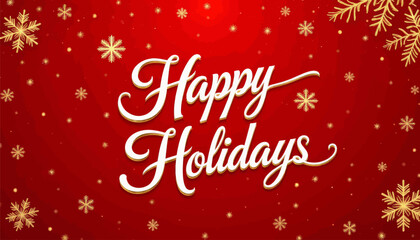 Red Happy Holidays snowflake winter backdrop