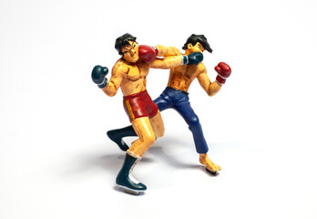 Boxer dolls are fighting