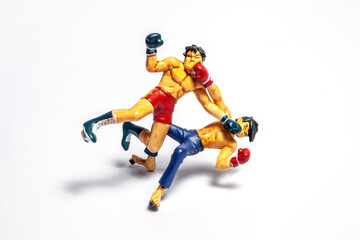 Boxer dolls are fighting