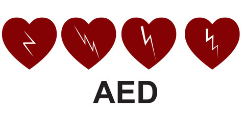 AED icon. Heart electricity icon. CPR AED icon. Aid emergency . 