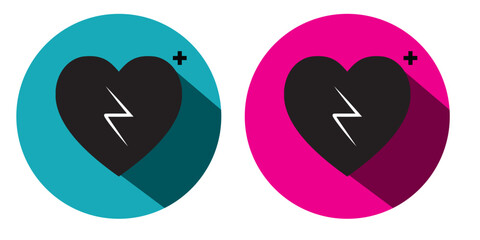 AED symbol icon. Heart first aid defibrillator sign. Automated external device for heart attack logo . 