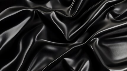 Obraz premium A close-up of crumpled black fabric showcasing texture and sheen.