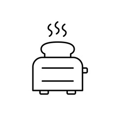 Hot toast in toaster. Breakfast bread, kitchen appliances for cooking. Pixel perfect, editable stroke vector icon