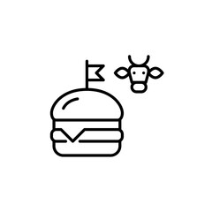 Craft cheeseburger with beef patty. Restaurant menu, fast food. Pixel perfect, editable stroke vector icon