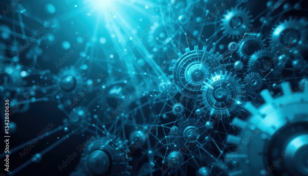 Aufkleber dynamic network of gears modern engineering design