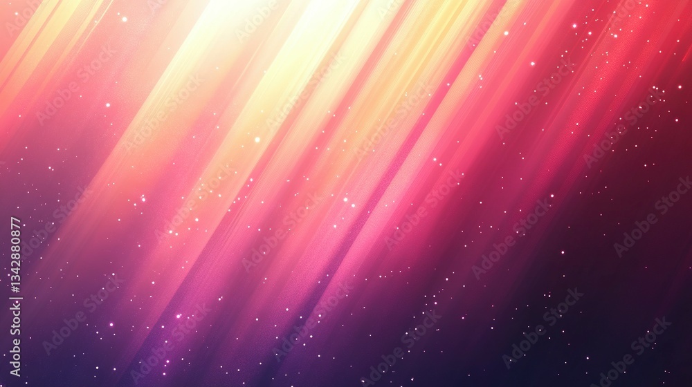 Poster diagonal abstract background featuring light rays and sparkling particles in space