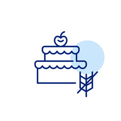 Gluten-free birthday cake. Crossed wheat ear. Pixel perfect, editable stroke vector icon